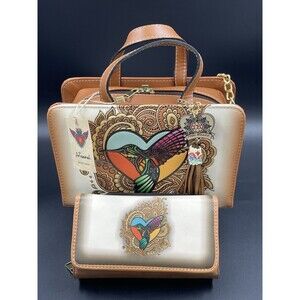 Purse Handbag Cross Body Tote Gift set Leather Humming bird Hand Made  Artisanal